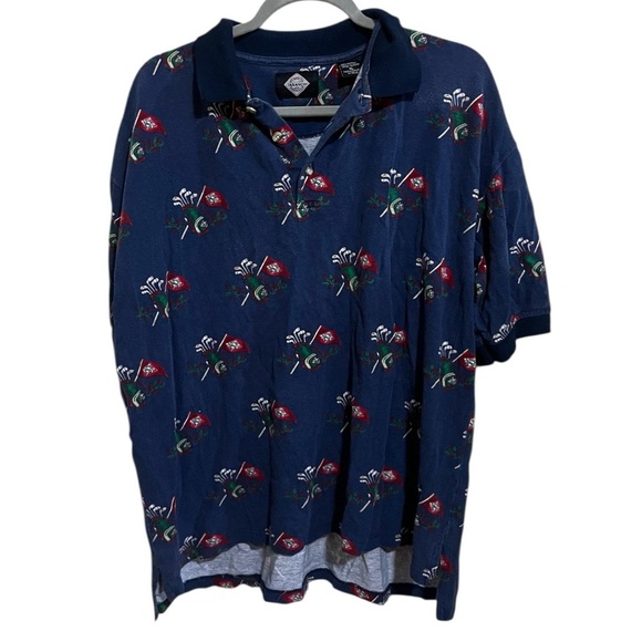 Vintage 90s Tabasco Golf Clubs Polo Navy Blue Shirt Size XL - Picture 1 of 2